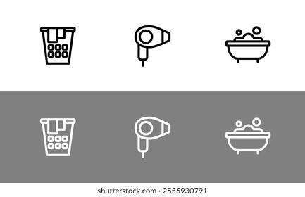 Bathroom symbol set - flat bathroom symbols.
