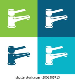 Bathroom Tap Tool To Control Water Supply Flat four color minimal icon set