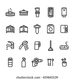 Bathroom thin line icon set. Vector illustration.