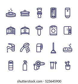 Bathroom thin line icon set. Vector icons set.