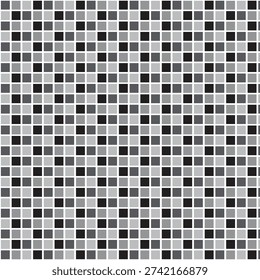 Bathroom tile set. A set of black and white square tile patterns, twisted checkered seamless pattern. Vector flat background with distorted checks.