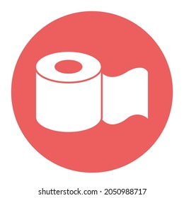 Bathroom tissue roll white glyph with color background vector icon which can easily modify or edit 