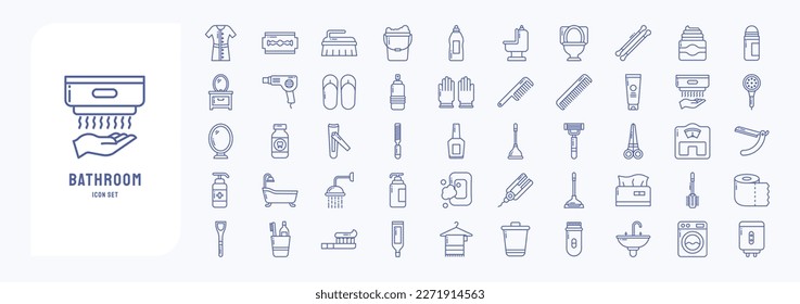 Bathroom and toilet accessories icon set