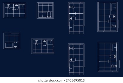 bathroom and toilet design isometric line drawing 3d illustration vector