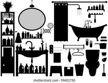 Bathroom Toilet Design Set Vector