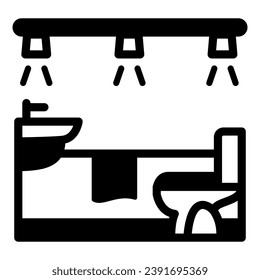 Bathroom, toilet and lamps solid icon, interior design concept, bathroom lighting vector sign on white background, glyph style icon for mobile concept and web design. Vector graphics