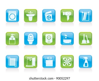 Bathroom and toilet objects and icons - vector icon set