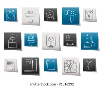 Bathroom and toilet objects and icons - vector icon set