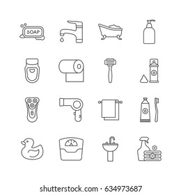 Set 15 Bath Time Line Icons Stock Vector (Royalty Free) 1464494261 ...