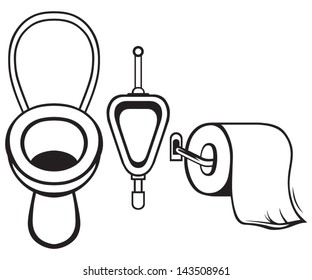 Bathroom. Toilet paper and toilet isolated on white background