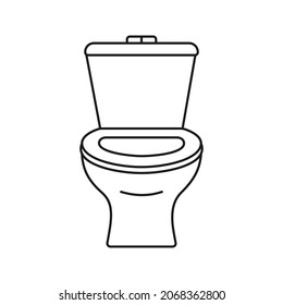 Bathroom toilet seat and toilet bowl in outline vector icon