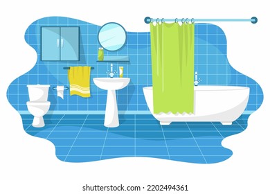 Bathroom, toilet, washbasin. Vector illustration