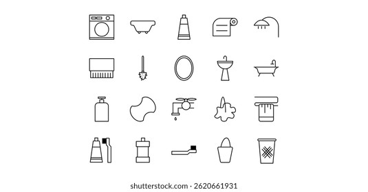 bathroom tools icon pack illustration