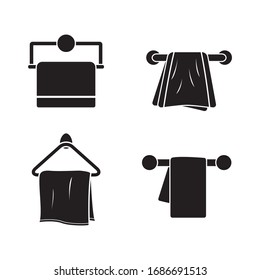 Handtuchreinigung im Badezimmer, Hygiene-Vektorillustration-Symbol auf Schwarz