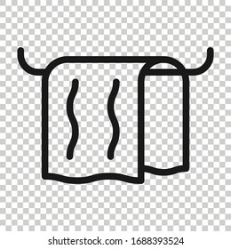 Bathroom towel icon in flat style. Washcloth vector illustration on white isolated background. Hygiene wiping business concept.