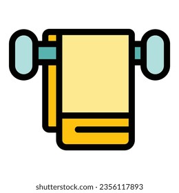 Bathroom towel icon outline vector. Cloth fabric. Textile peach color flat