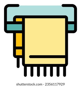 Bathroom towel icon outline vector. Cloth fabric. Pile stack color flat