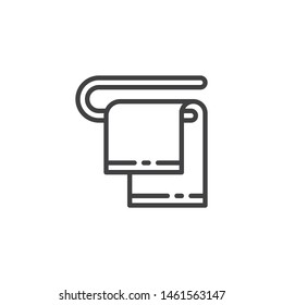 Bathroom towel line icon. linear style sign for mobile concept and web design. Towel hanging on rack outline vector icon. Symbol, logo illustration. Vector graphics