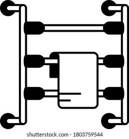 Bathroom Towel Rail Rack Concept, Steel Restroom equipment, Hangging Yellow Towel  on white background, Home Textile Vector Glyph Icon Design, Plumber and Sanitary Business Sign