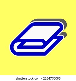 Bathroom towel sign. Blue Icon with white stroke in 3d at yellow Background. Illustration.