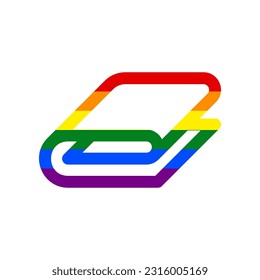 Bathroom towel sign. Rainbow gay LGBT rights colored Icon at white Background. Illustration.
