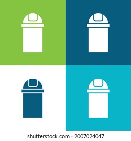 Bathroom Trash Container Flat four color minimal icon set