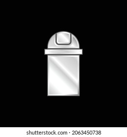 Bathroom Trash Container silver plated metallic icon