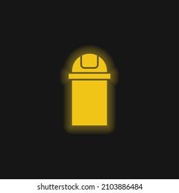 Bathroom Trash Container yellow glowing neon icon