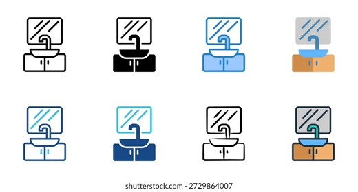 Los iconos de tocador del baño establecen la colección de estilo múltiple. Trazo editable 
