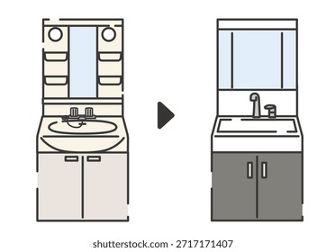 Renovación de la vanidad del cuarto de baño antes y después