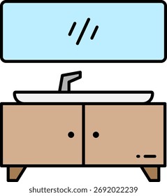 Vanidad del cuarto de baño con el fregadero y la ilustración del espejo