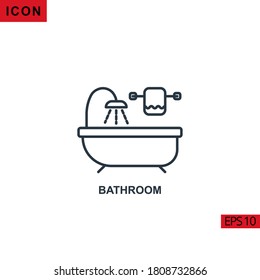 Bathroom vector icon on white background. Illustration line icon for graphic, print media interfaces and web design.
