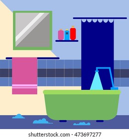 bathroom, vector, interior, wall, shower, decoration, toilet