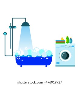 bathroom, vector, interior, wall, shower, decoration, toilet