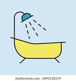 Bathroom vector isolated icon. Bath with shower sign. Graph symbol for travel and tourism web site and apps design, logo, app, UI