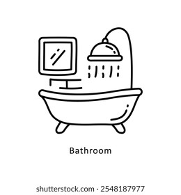 Bathroom Vector Outline icon style illustration. EPS 10 file