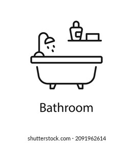 Bathroom vector outline icon for web isolated on white background EPS 10 file