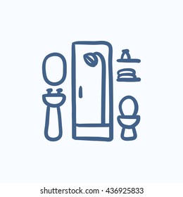 Icono de esbozo vectorial del baño aislado en el fondo. Icono del baño dibujado a mano. Icono de boceto de baño para infografía, sitio web o aplicación.