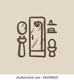 Icono de esbozo vectorial del baño aislado en el fondo. Icono del baño dibujado a mano. Icono de boceto de baño para infografía, sitio web o aplicación.