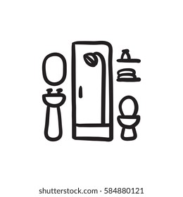 Bathroom vector sketch icon isolated on background. Hand drawn Bathroom icon. Bathroom sketch icon for infographic, website or app.