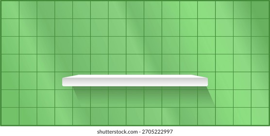 Parede do banheiro com prateleira branca única