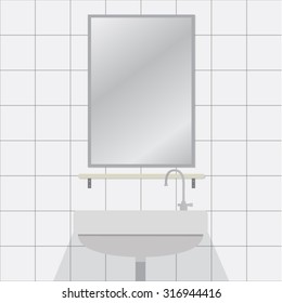  Bathroom with wash and mirror.