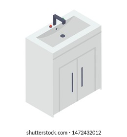 Bathroom washbasin vector in isometric design 