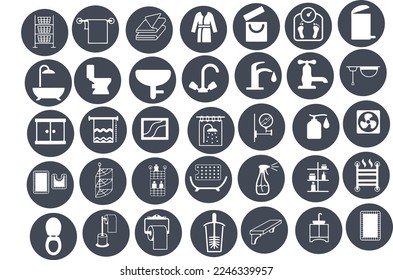 Bathroom, Washroom and Toilet Housewares Products Icons