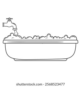 Bathroom with water with a faucet, isolated illustration.