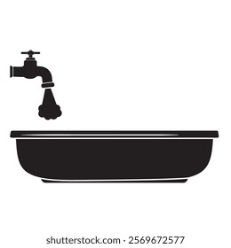 Bathroom with water with a faucet, isolated illustration.