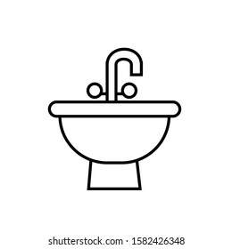 bathroom water sink white vector icon