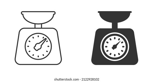 Bathroom weight scale icon in flat style. Mass measurement vector illustration on isolated background. Overweight sign business concept.