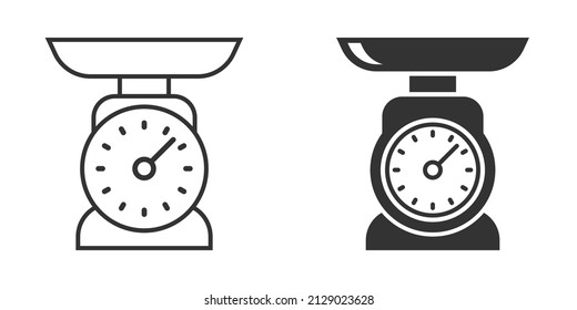 Bathroom weight scale icon in flat style. Mass measurement vector illustration on isolated background. Overweight sign business concept.