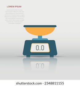 Bathroom weight scale icon in flat style. Mass measurement vector illustration on isolated background. Overweight sign business concept.